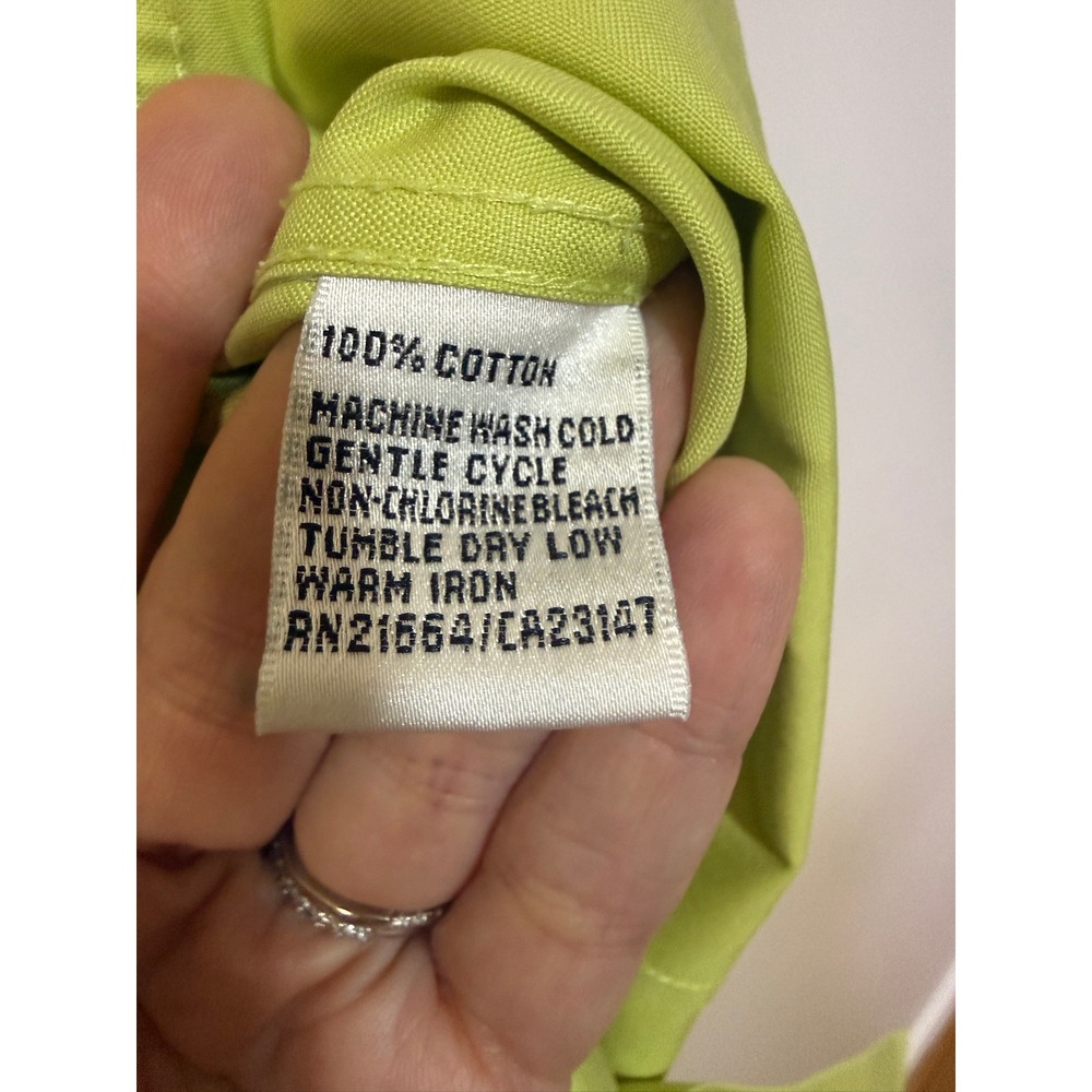 Talbots Button Down Shirt Women 14 Green‎ Sleeveless Cotton FLAW - Picture 5 of 6